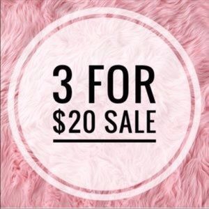 All items marked 3 for $20 included in this sale.
